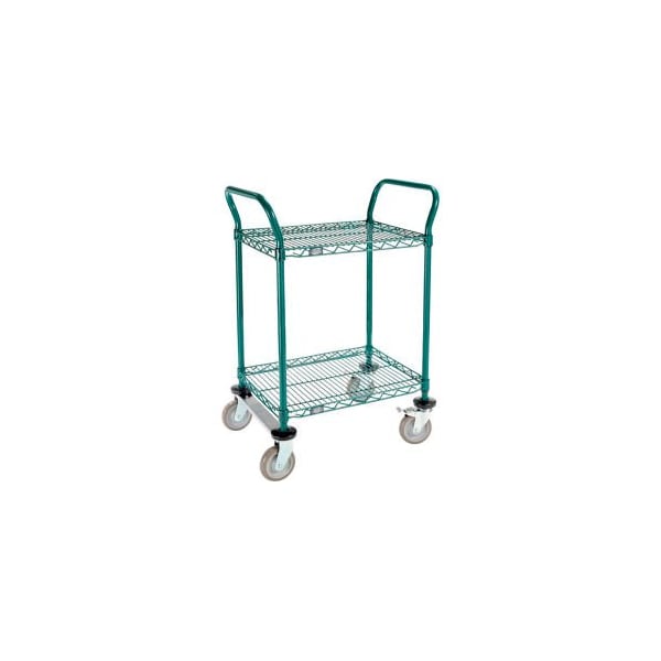 Gec Nexel Utility Cart, 2 Shelf, Poly-Green, 24"L x 18"W x 39"H, Polyurethane Rigid Casters 1824R2G - main